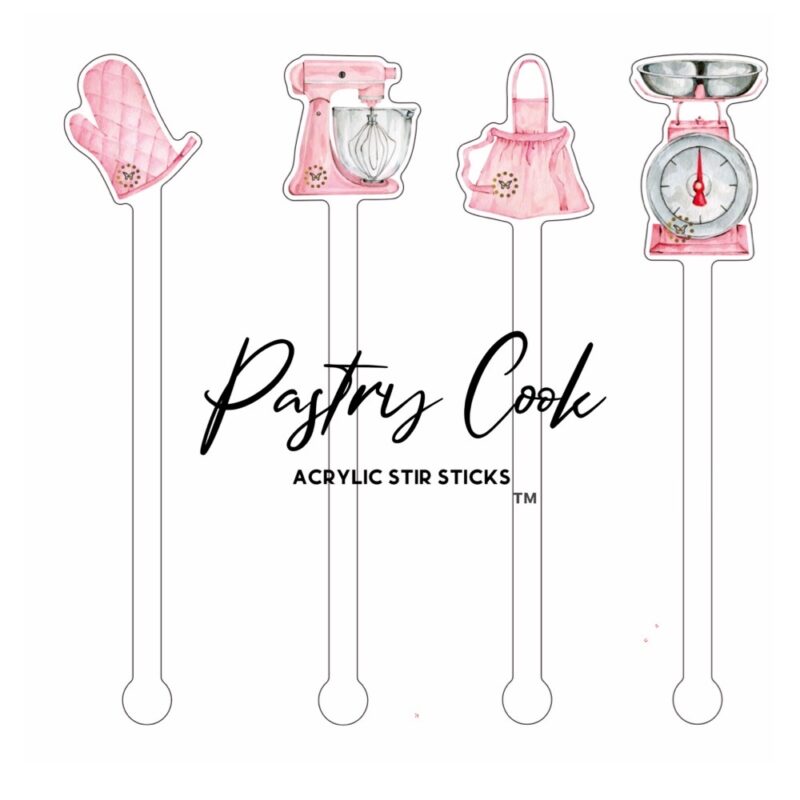 4 pack acrylic stir sticks drinkbomb craft cocktail pastries pink